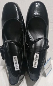 Steve Madden Damen Blockabsatz Mary Jane Größe 9M schwarz W25 Nick am linken Absatz. - Bild 1 von 12