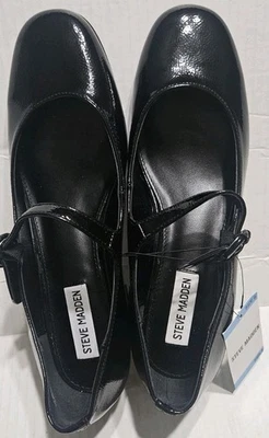 Steve Madden Mujer Tacón Bloque Mary Jane Talla 9M Negro W25 Nick En Tacón Izquierdo. Foto 1 de 4