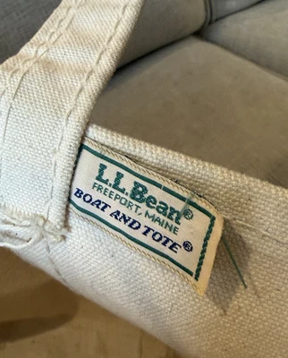 Bolso de Mano LL Bean Boat Lona Azul Marino Borde Mango Corto De Colección Hecho en EE. UU. 17" Foto 1 de 4
