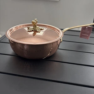 NWT Ruffoni Hammered Copper Historia Saucepan 3.5qt Acorn&Lid -Brass Handle - Picture 1 of 9