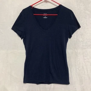 Banana Republic Timeless Tee Short Sleeve V-Neck T Shirt Medium Navy Blue - Picture 1 of 6