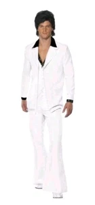 Smiffys 1970's Suit Costume Jacket with Mock Shirt and Waistcoat Trousers XL - Picture 1 of 1