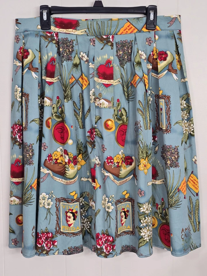GK Grace Karin Mujer VIVA FRIDA Falda Plisada Estampado Festival Completo Talla XL Boho Foto 1 de 4