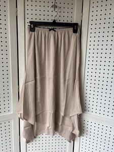 LUSH Women's Small Pull On Chiffon Midi Bow Sharkbite Skirt Champagne NWOT - Picture 1 of 5