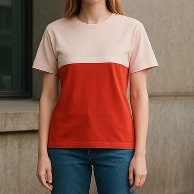 Suéter Stitches in Time Grande Rosa Manga Corta Informal Normcore Suave Colorblock Foto 1 de 4