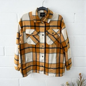 HFX Flanellhemd Damen SMALL lange Ärmel schwere Druckknöpfe orange weiß gebraucht, in einwandfreiem Zustand - Bild 1 von 6