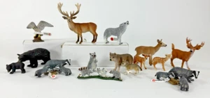 Schleich North American Forest Figurine Lot Wolf Deer Bear Raccoon Badger Hawk - Picture 1 of 15