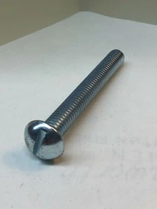 3/8"-16 x 3 Slotted Round Head Machine Screw Steel Zinc Plated Full Thread (100) - Picture 1 of 4
