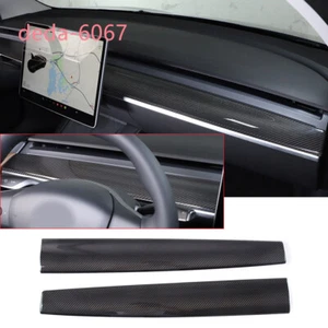 Recorte de panel de tablero de consola central de fibra de carbono real para Tesla Model 3/Y 2016+ - Imagen 1 de 11