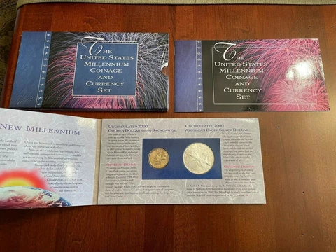 2000 US Mint Millennium Coinage and Currency Set in OGP Cover