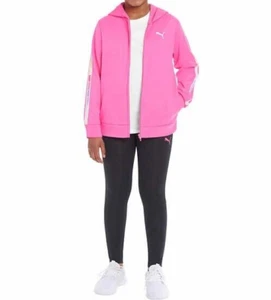 PUMA Youth 3-Piece Tech Fleece Set Pink /White/Black Size XS (5/6) NEW - Picture 1 of 6
