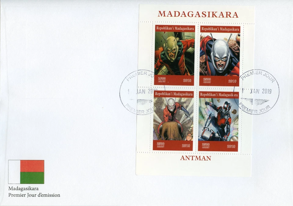 Madagascar 2019 FDC Superheroes Stamps Ant-Man Antman Comics 4v M/S - Image 1 of 1