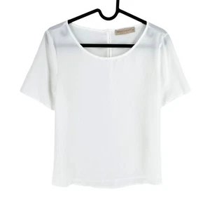RINASCIMENTO Women White Crew Neck Short Sleeves Blouse Size XS - Picture 1 of 9