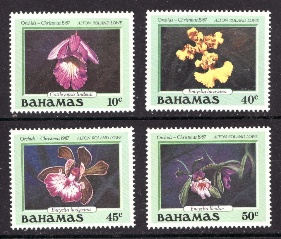1987 Bahamas Sc# 636-39 - Paintings of Orchids by A.R. Lowe - MNH set Cv$15 - Image 1 of 1