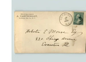 1889 Roxbury, New York, A. Cartwright return address, to Evanston, IL - Picture 1 of 1