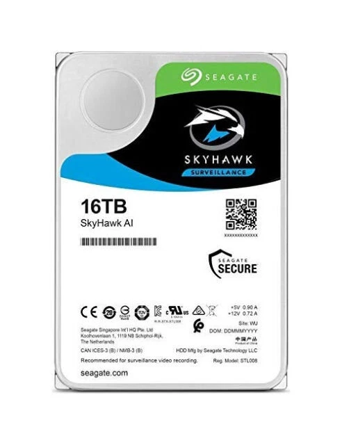 Seagate Surveillance SkyHawk AI 16 To, 7200 RPM, 3,5" Disque Dur Interne - ST16000VE000