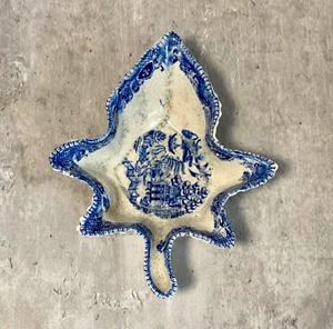 Antiguo plato de pepinillo Spode transferencia temprana perla mercancía patrón sauce hoja años 1790 6" - Imagen 1 de 16