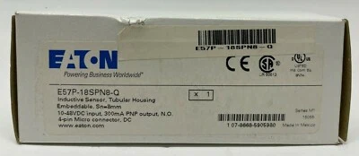 E57P-18SPN8-Q Eaton INDUCTIVE SENSOR 18MM 8MM SENSING (2) - Image 1 of 4