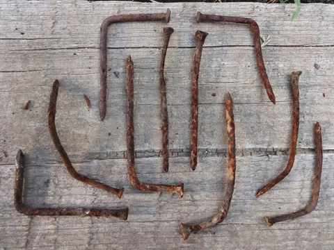 Antique Rusty Metal Nails Set of 10 Salvage Old Iron Hardware Cover