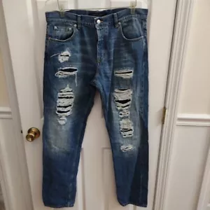 Alexander McQueen Men's Distressed Jeans 34x33 Button Fly - Picture 1 of 15