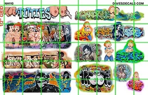 CALCOMANÍAS DE DAVE NH110 - GRAFFITI DE DIBUJOS ANIMADOS PARA ADULTOS PARED URBANA ESCALA N 1 - Imagen 1 de 3