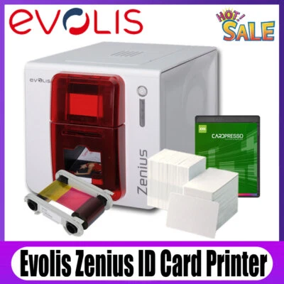 Original Evolis Zenius Classic Single Side Fire Red Photo ID Card Printer Bundle - Image 1 of 4