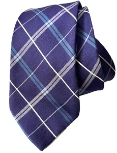 Tommy Hilfiger 100 % Seide Herren Krawatte weiß blau Streifen auf lila 62 x 3,25" - Bild 1 von 5