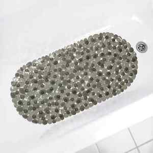  Mainstays Oval Textured Pebbles Scrubber Tub Mat, Gray, 13.58" x 27.4"