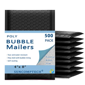 #000 4x8 (4x7) Poly Bubble Padded Envelopes Mailers Shipping Bags BLACK 500 PCS - Picture 1 of 5