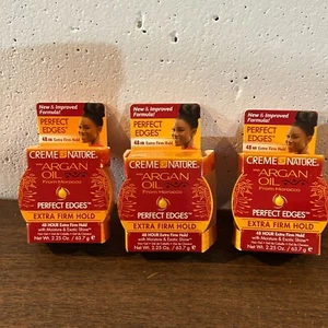 Creme of Nature Argan Oil Perfect Edges 48 Hour Extra Firm Hold 2.25 oz (3 pack) - Picture 1 of 4