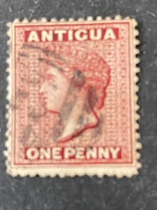 ANTIGUA, SCOTT # 8, 1p. WMK VALUE LAKE. CROWN CC 1873-79 EDICIÓN QV USADA - Imagen 1 de 2