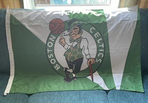 Boston Celtics NBA Green & White Hangable Official Flag 2022 NBA About 42” by 22 Cover