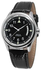 Herren Sport Datum Schwarz Lederband Automatik Automatik Automatik Uhr (Schwarz) - Bild 1 von 7