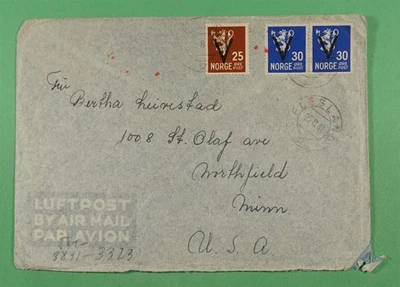 DR WHO 1941 NORUEGA EMBALAJE ORIGINAL PAR SEGUNDA GUERRA MUNDIAL CENSURADO CARNESLANDIA CORREO AÉREO A ESTADOS UNIDOS R16693 Foto 1 de 2