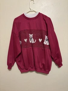 🐾 Sudadera Vintage Stepingstones Cat & Hearts - Hecha en Suazilandia (22W) - Imagen 1 de 7