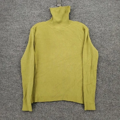 Suéter Chicos Para Mujer 1 EE. UU. Mediano Verde Mezcla Seda Acanalado Pullover Cuello Alto Foto 1 de 4