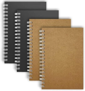 Small Spiral Notebooks 4 x 6 Inch - 4 Pack Mini Pocket Memo 4-Pack A6, Brown - Picture 1 of 7