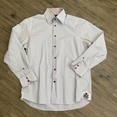 COOGI Luxe  Striped Button Up Long Sleeve Shirt Men Large L - Image 1 of 4