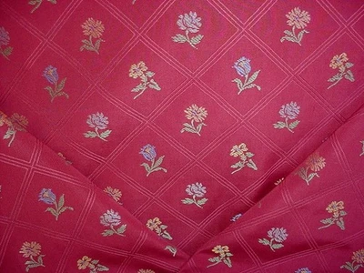11-7/8Y Kravet 21148 Crimson Buttercup Floral Lattice Brocade Upholstery Fabric - Image 1 of 4