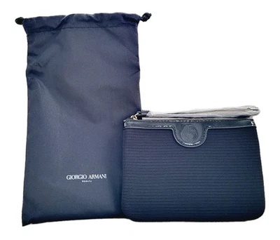 Giorgio Armani Bolsa Cosmética Negra con Cremallera 6 Pulgadas Pequeña Bolso sin asas Bolso de Maquillaje + Estuche Foto 1 de 4