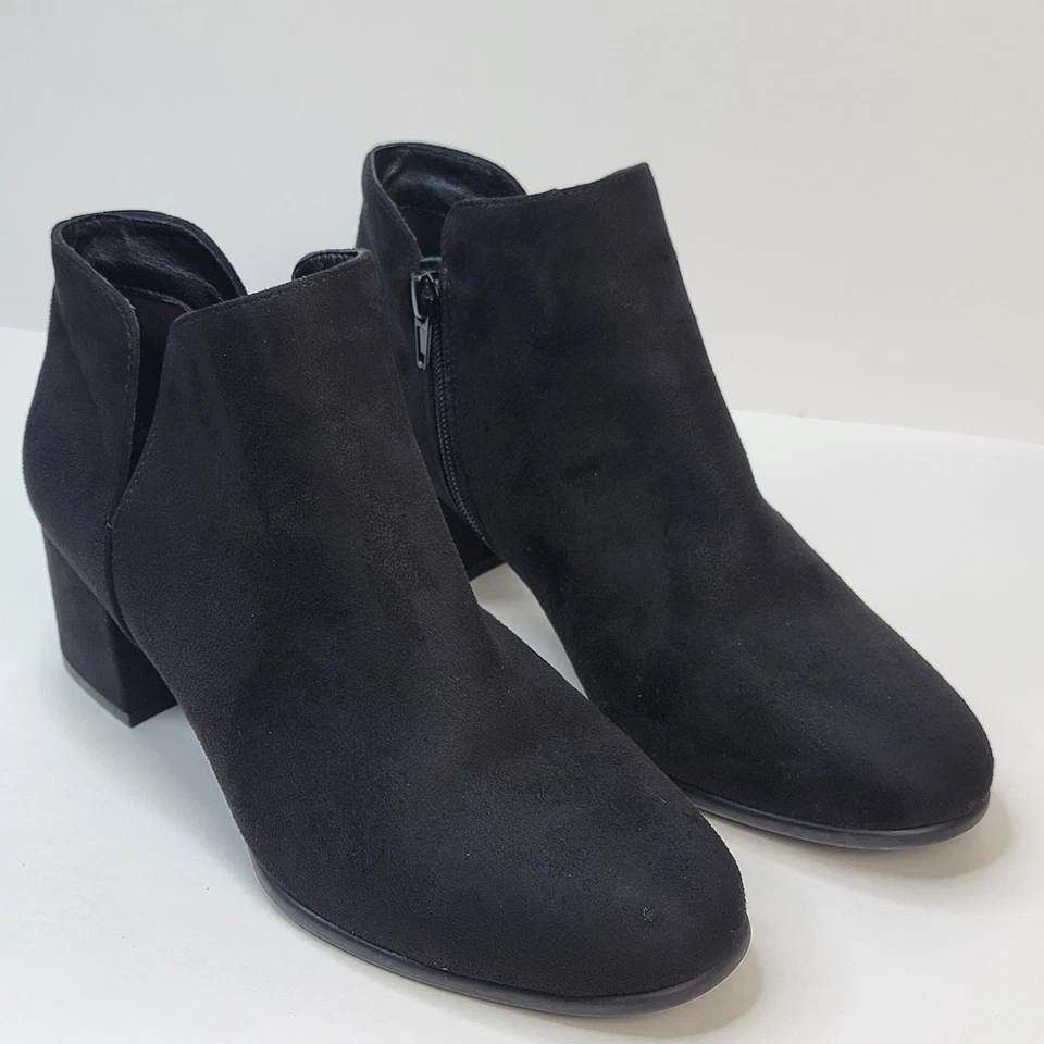 Kim Rogers Renely 8.5M Botines Cremallera Negro Imitación Gamuza 2" Tacón Botines Cómodos  Foto 1 de 4