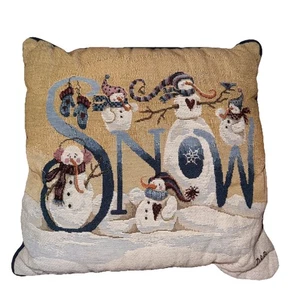 Arazzo Pupazzo di Neve Cuscino Lancio Neve 15 X 15” Decorazione Vacanze Cuori D.A. - Foto 1 di 3