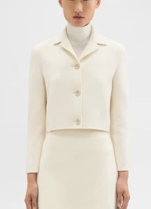 THEORY CL CROPPED neue getauchte JACKE GRÖSSE 00 Farbe elfenbein neu mit Etikett UVP $ 565 - Bild 1 von 12