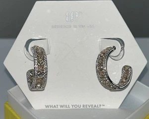 YOU'RE MY HOME Smokey Topaz CZ Hoop Earrings RHODIUM Bomb Party NEW! - Picture 1 of 3