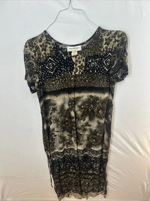 Molly Malloy Shortsleeve Maxi Dress with Floral & Geometric Pattern Petite 12 Foto 1 de 4