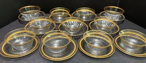 11 Fingerschalen Desserts Goldrand & Unterteller Vintage zusammengebaut Set - Bild 1 von 16