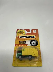 1990 Matchbox Refuse Disposal Truck MB36 Yellow/Green Die-Cast Metal - Picture 1 of 11