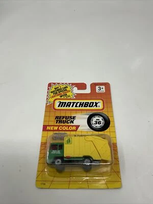 Camión de eliminación de residuos Matchbox 1990 MB36 amarillo/verde metal fundido a presión Foto 1 de 4