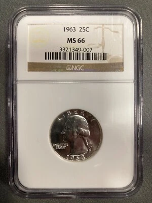 1963 Washington Silver Quarter - NGC MS66 - Image 1 of 2