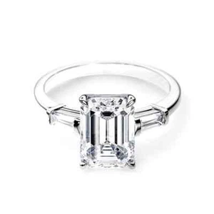 Women Diamond Ring 2.60 Ct Emerald Cut Lab Created IGI Certified 14K White Gold - Picture 1 of 10